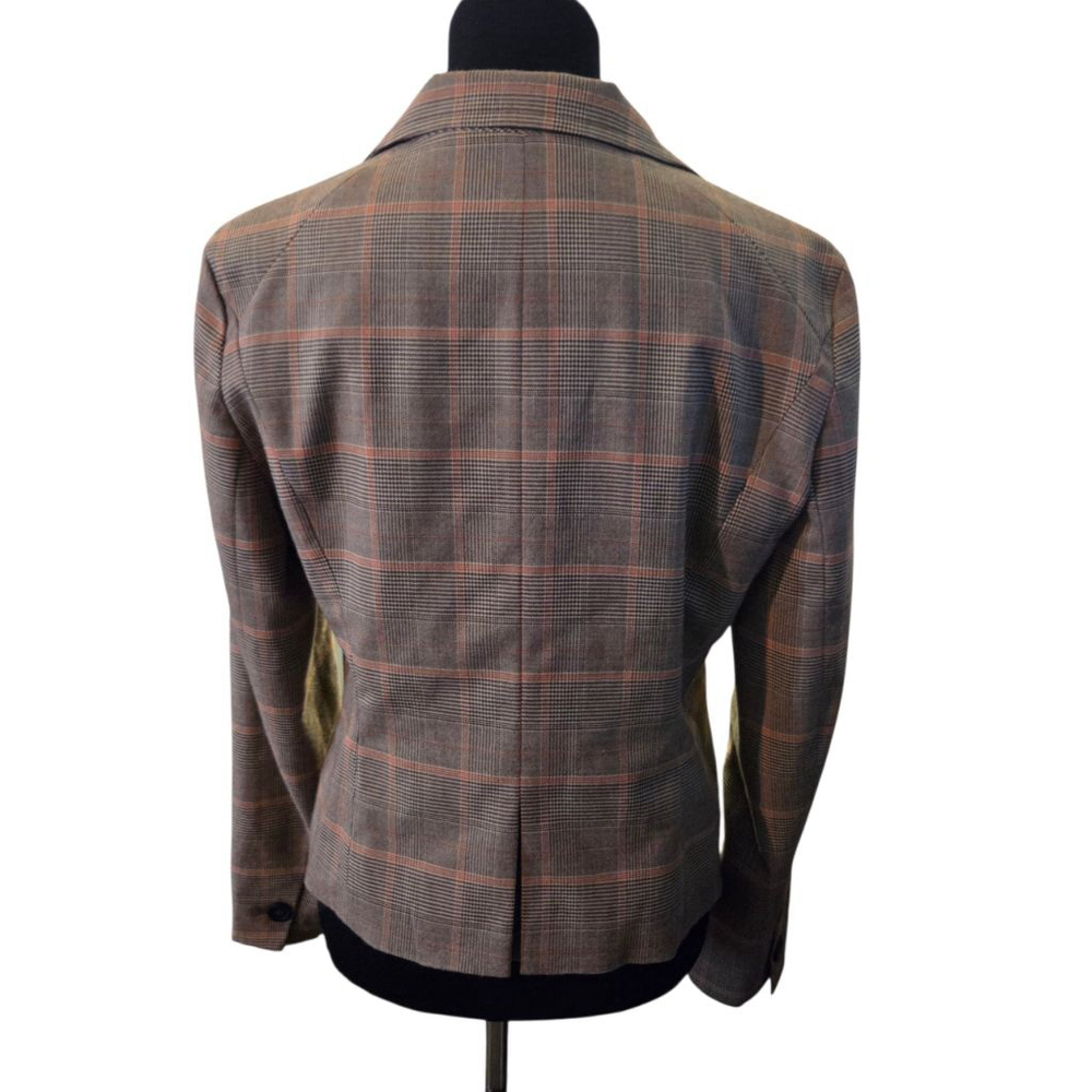 Michael Kors Brown Orange Plaid Blazer Jacket Size 12 - Picture 3 of 8